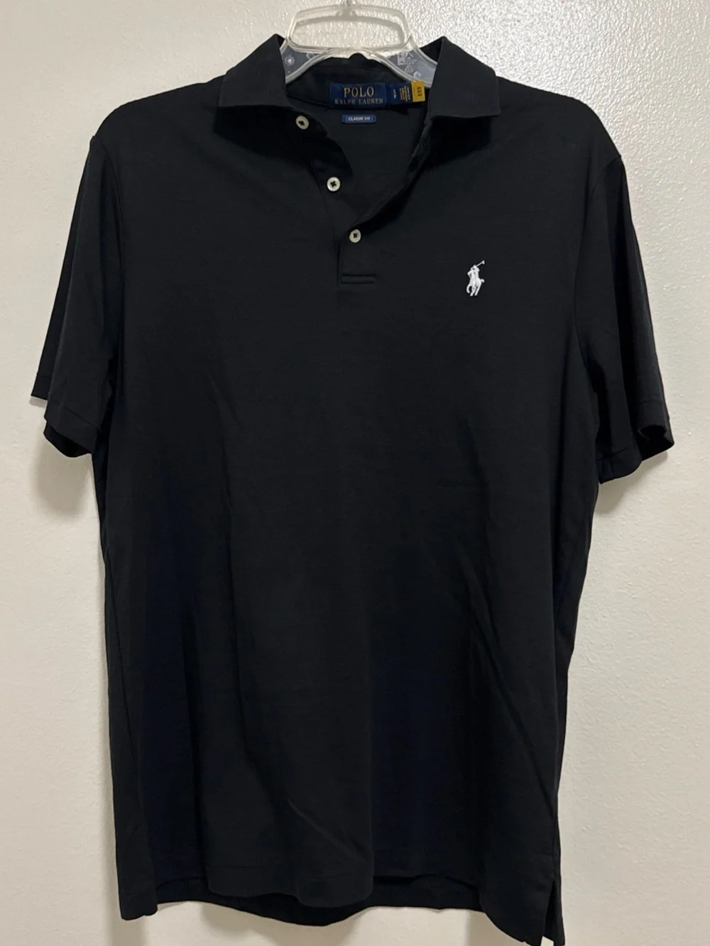 Size Small Ralph Lauren Men’s Black Polo with White Pony Logo